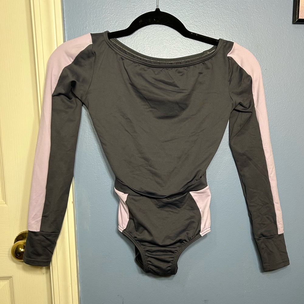 Long Sleeve Grey/Purple Leotard